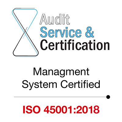 Management system certified according to ISO 45001:2018 standard.